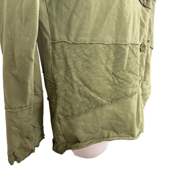 Habitat Womens Olive Green Lagenlook Stretch Cotton Knit Jacket Button Up sz S - Picture 2 of 16